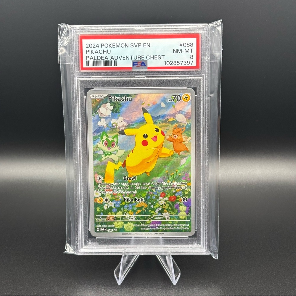 2024 Pokémon Pikachu SVP #088 – Paldea Adventure Chest Promo – PSA 8 NM-…